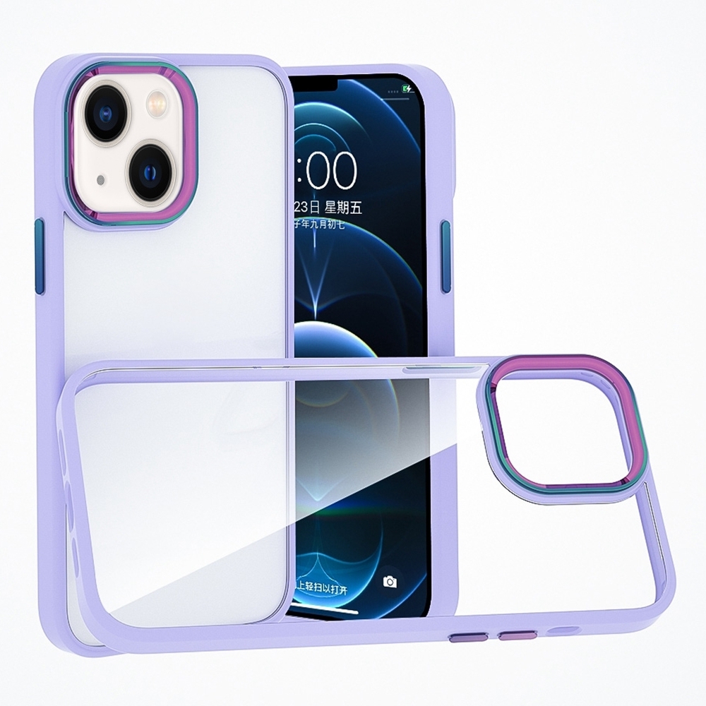 For iPhone 14 Plus Colorful Metal Lens Ring Phone Case (Purple) For iPhone 14 Plus Colorful Metal Lens Ring Phone Case (Purple)