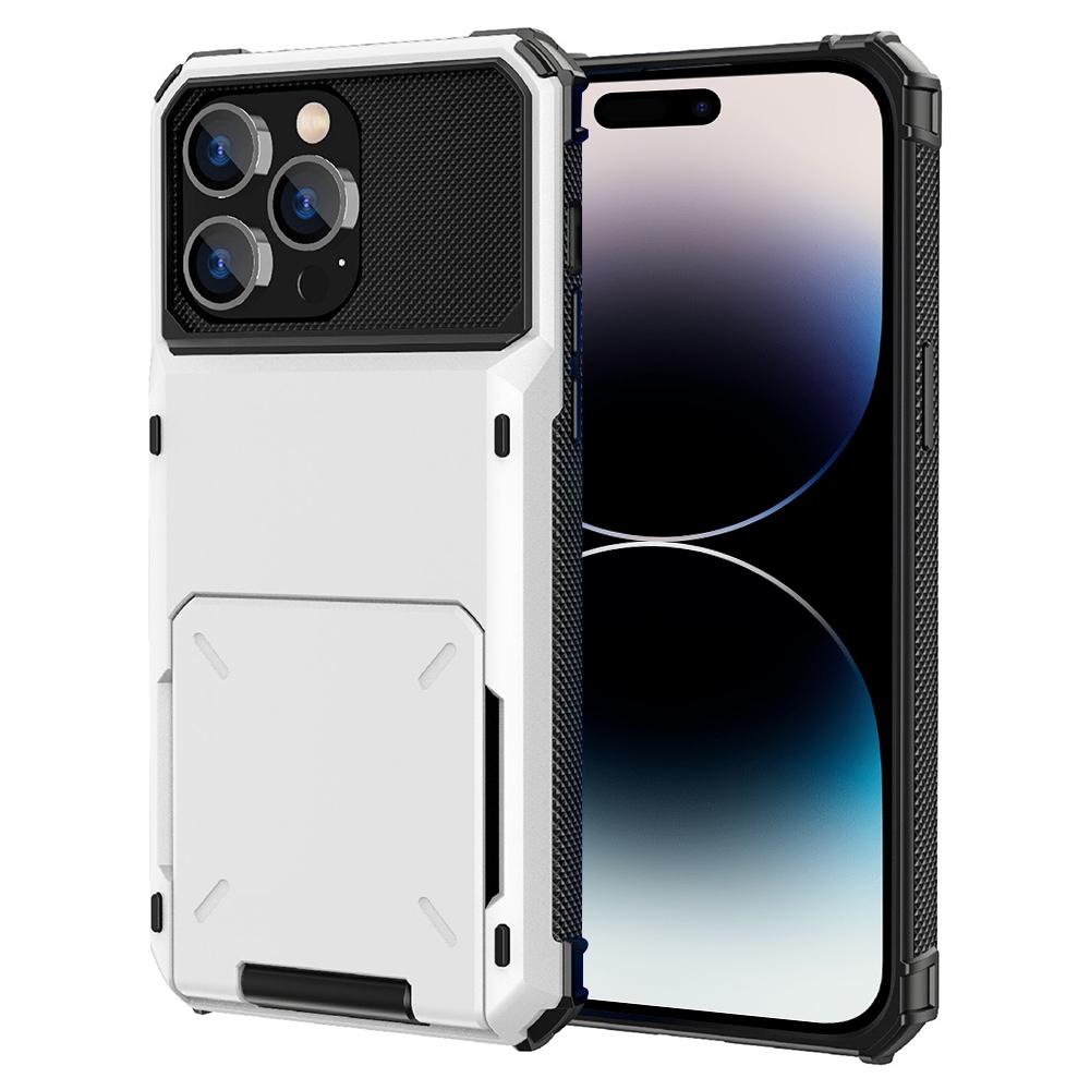 For iPhone 14 Pro Scratch-Resistant Shockproof Heavy Duty Rugged Armor Protective Case with Card Slot(White) For iPhone 14 Pro Scratch-Resistant Shockproof Heavy Duty Rugged Armor Protective Case with Card Slot(White)