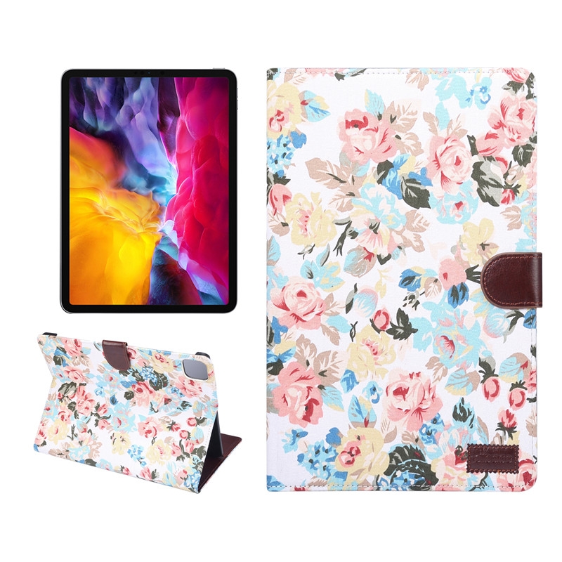 For iPad Pro 11 inch 2020 / 2021 PC + Left And Right Flowering Cloth Holster Wallet Card Holder With Dormancy(White Flower) For iPad Pro 11 inch 2020 / 2021 PC + Left And Right Flowering Cloth Holster Wallet Card Holder With Dormancy(White Flower)
