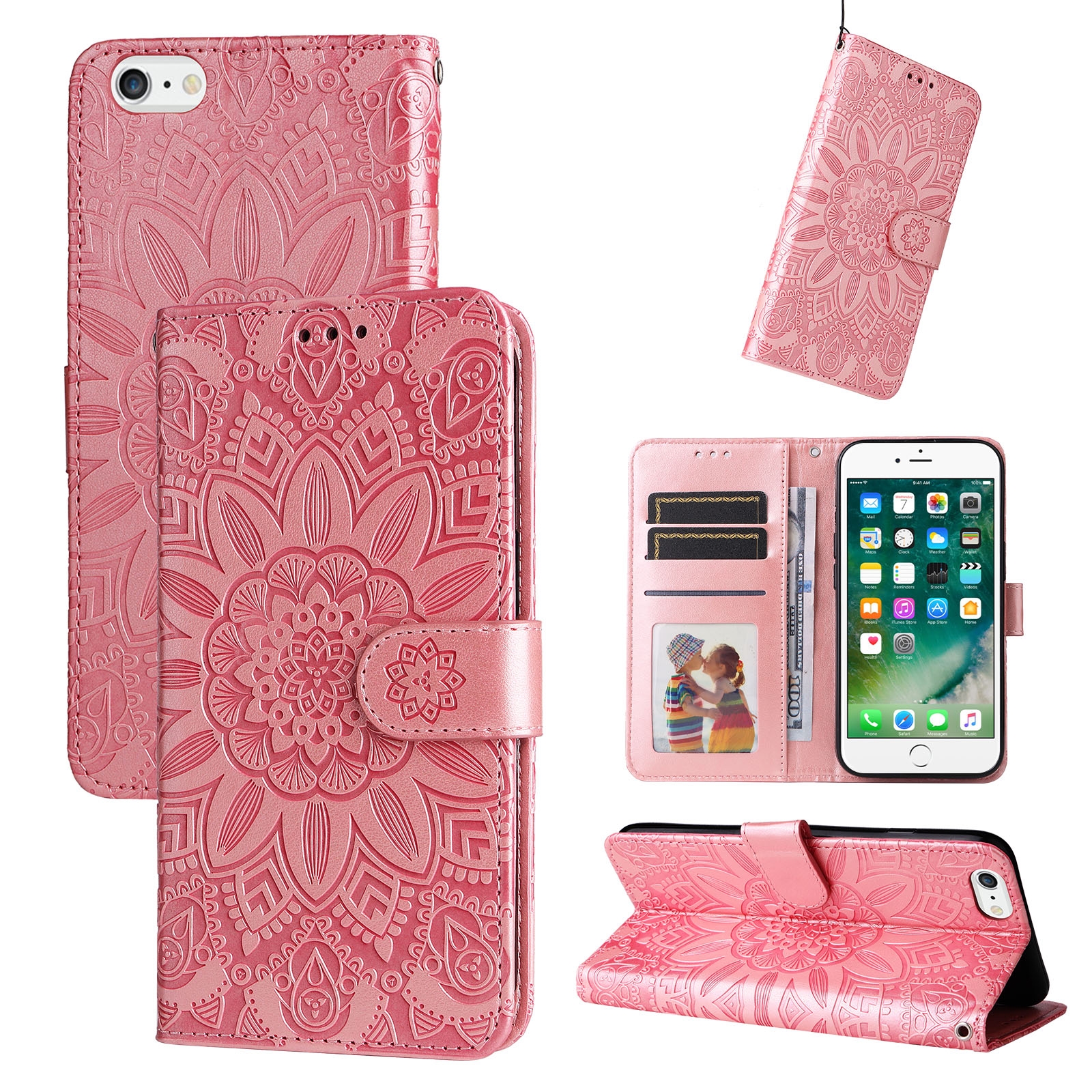 For iPhone SE 2022 / SE 2020 / 8 / 7 Embossed Sunflower Leather Phone Case(Pink) For iPhone SE 2022 / SE 2020 / 8 / 7 Embossed Sunflower Leather Phone Case(Pink)