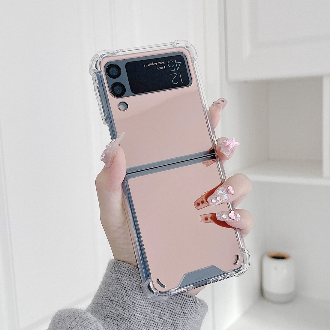 For Samsung Galaxy Z Flip4 Mirror Shockproof TPU Phone Case(Rose Pink) For Samsung Galaxy Z Flip4 Mirror Shockproof TPU Phone Case(Rose Pink)