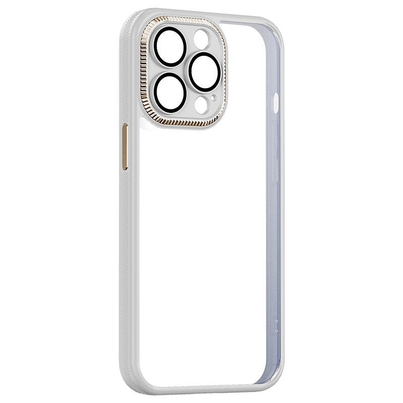 For iPhone 14 Pro Shockproof Metal + Acrylic + TPU Phone Case(White) For iPhone 14 Pro Shockproof Metal + Acrylic + TPU Phone Case(White)