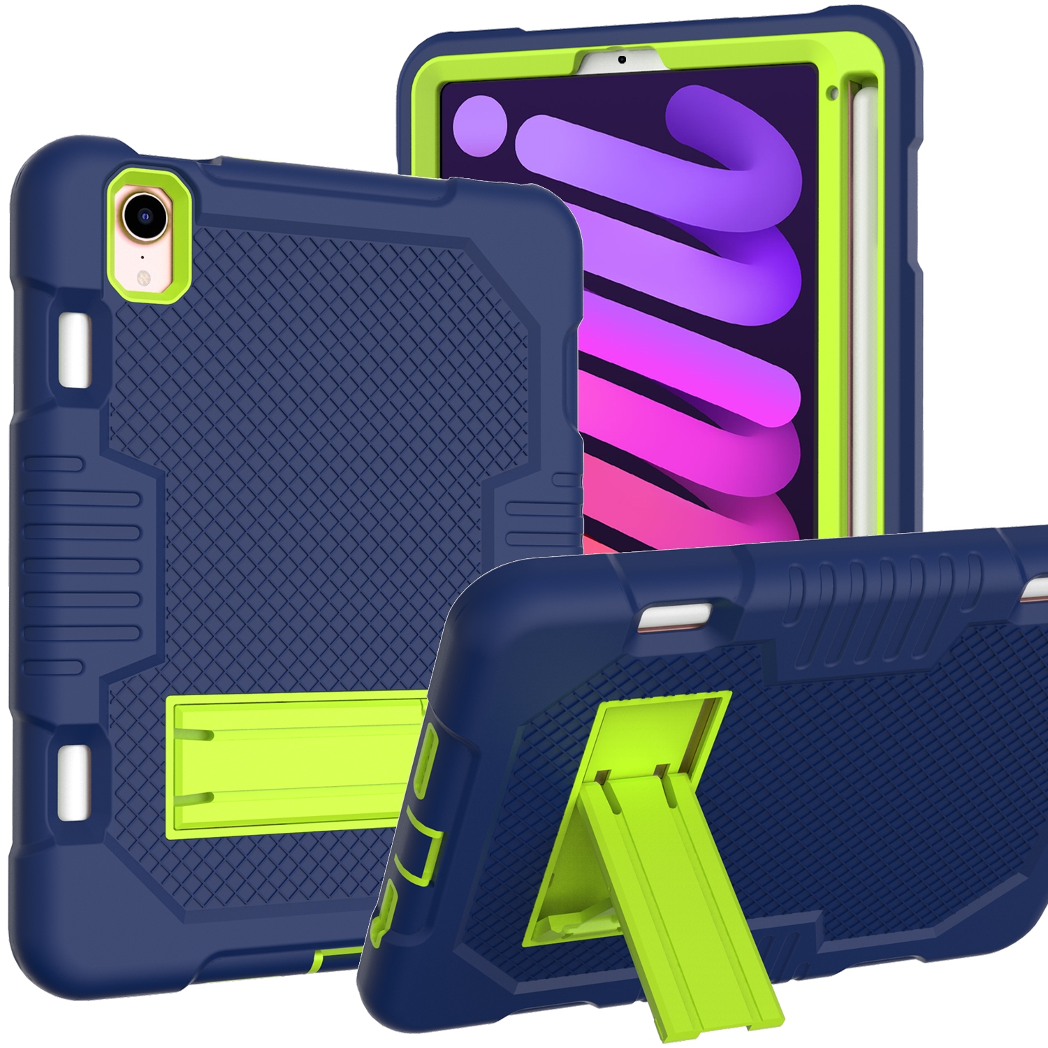 For iPad mini 2024 /mini 6 Contrast Color Robot Shockproof Silicone + PC Tablet Case(Navy Blue Yellow Green) For iPad mini 2024 /mini 6 Contrast Color Robot Shockproof Silicone + PC Tablet Case(Navy Blue Yellow Green)
