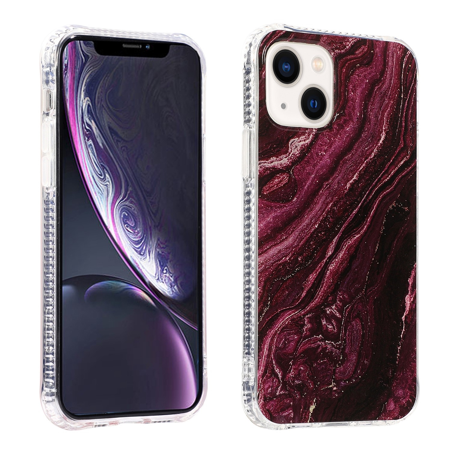 For iPhone 14 Plus Sands Marble Double-sided IMD Pattern Phone Case (Purple) For iPhone 14 Plus Sands Marble Double-sided IMD Pattern Phone Case (Purple)