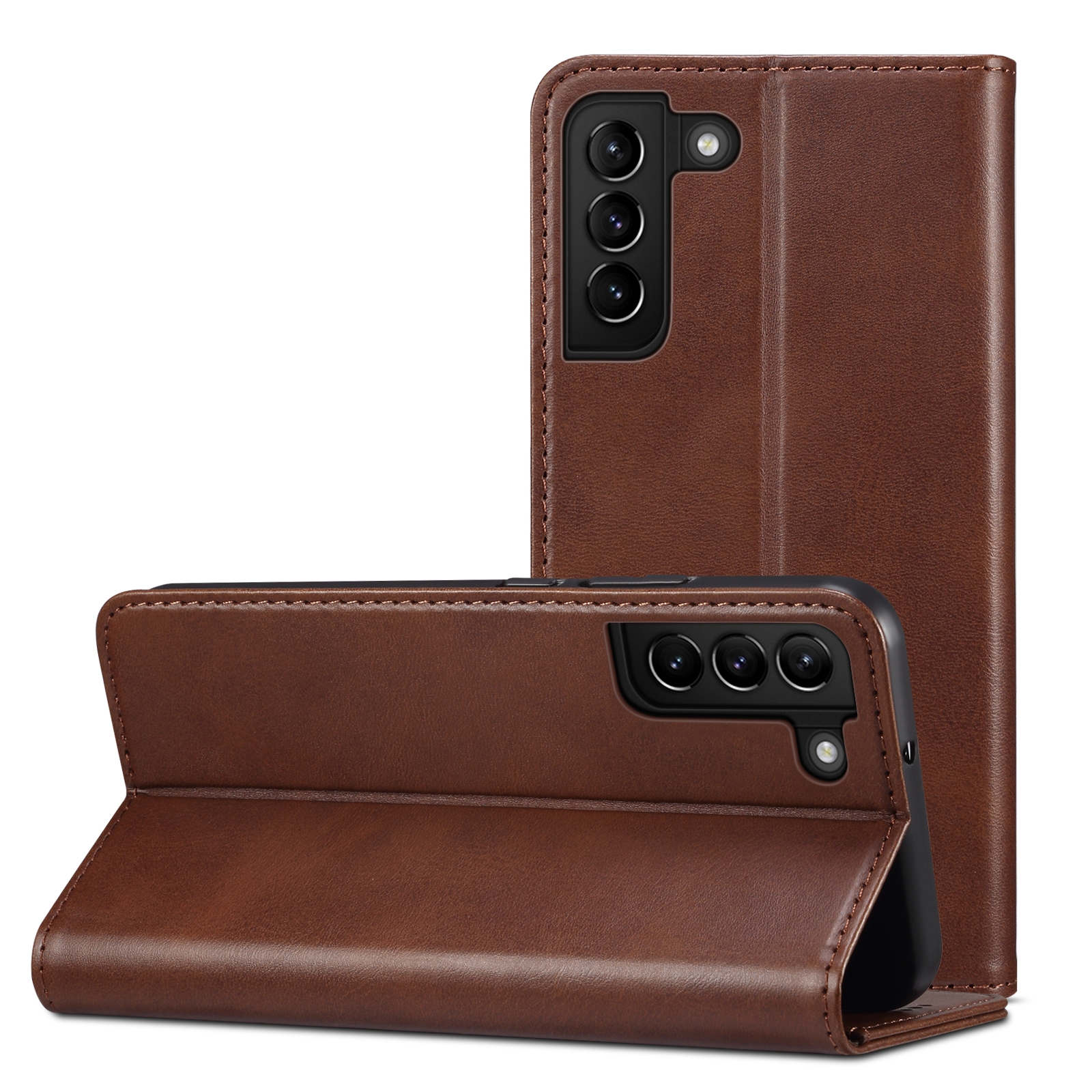 For Samsung Galaxy S22+ Calf Texture Horizontal Flip Leather Phone Case(Brown) For Samsung Galaxy S22+ Calf Texture Horizontal Flip Leather Phone Case(Brown)