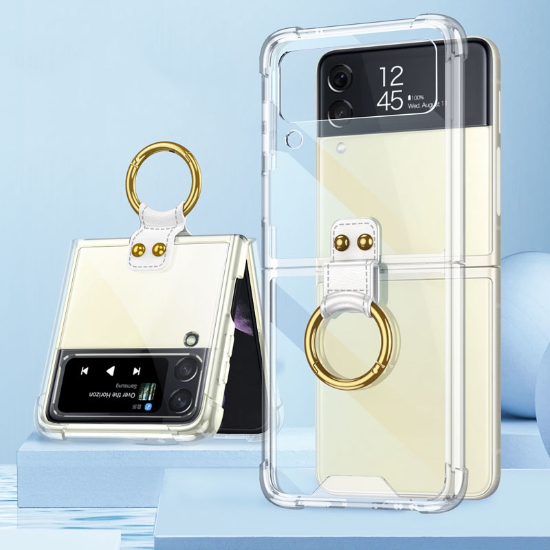 For Samsung Galaxy Z Flip4 GKK Airbag Protective Phone Case with Ring(Transparent) For Samsung Galaxy Z Flip4 GKK Airbag Protective Phone Case with Ring(Transparent)