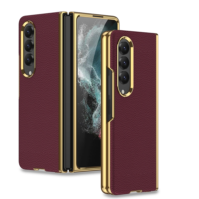 For Samsung Galaxy Z Fold4 GKK Electroplating Leather Surface Phone Case(Gold Brown) For Samsung Galaxy Z Fold4 GKK Electroplating Leather Surface Phone Case(Gold Brown)