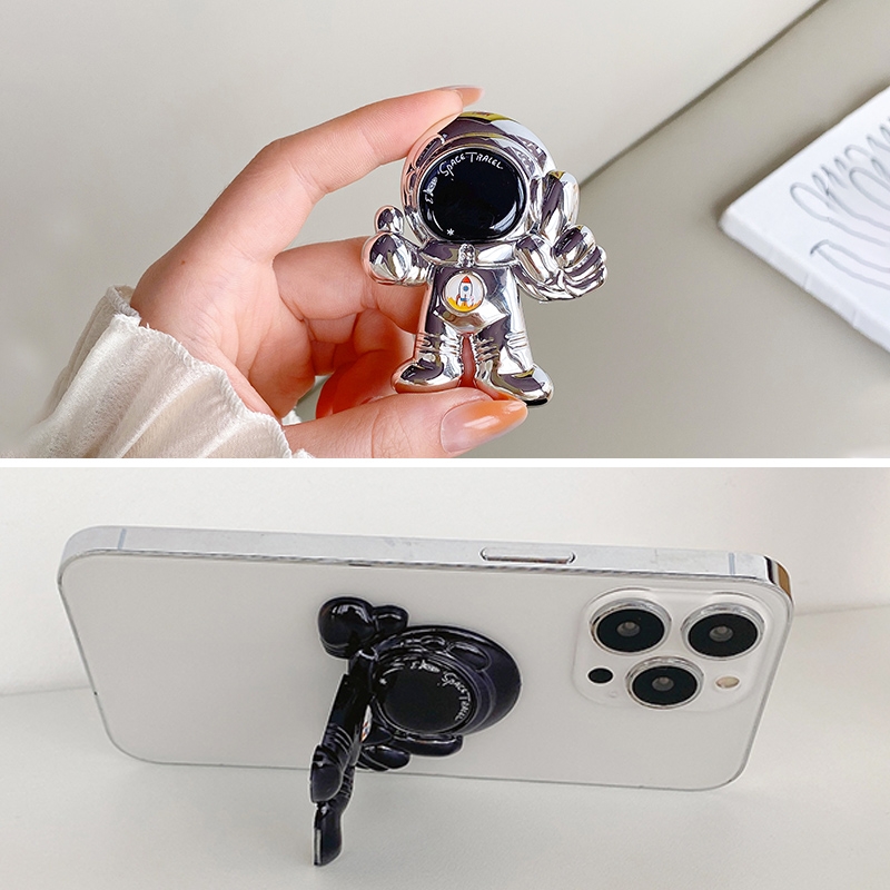 Electroplating PC Astronaut Hidden Phone Sticker Holder(Silver) Electroplating PC Astronaut Hidden Phone Sticker Holder(Silver)