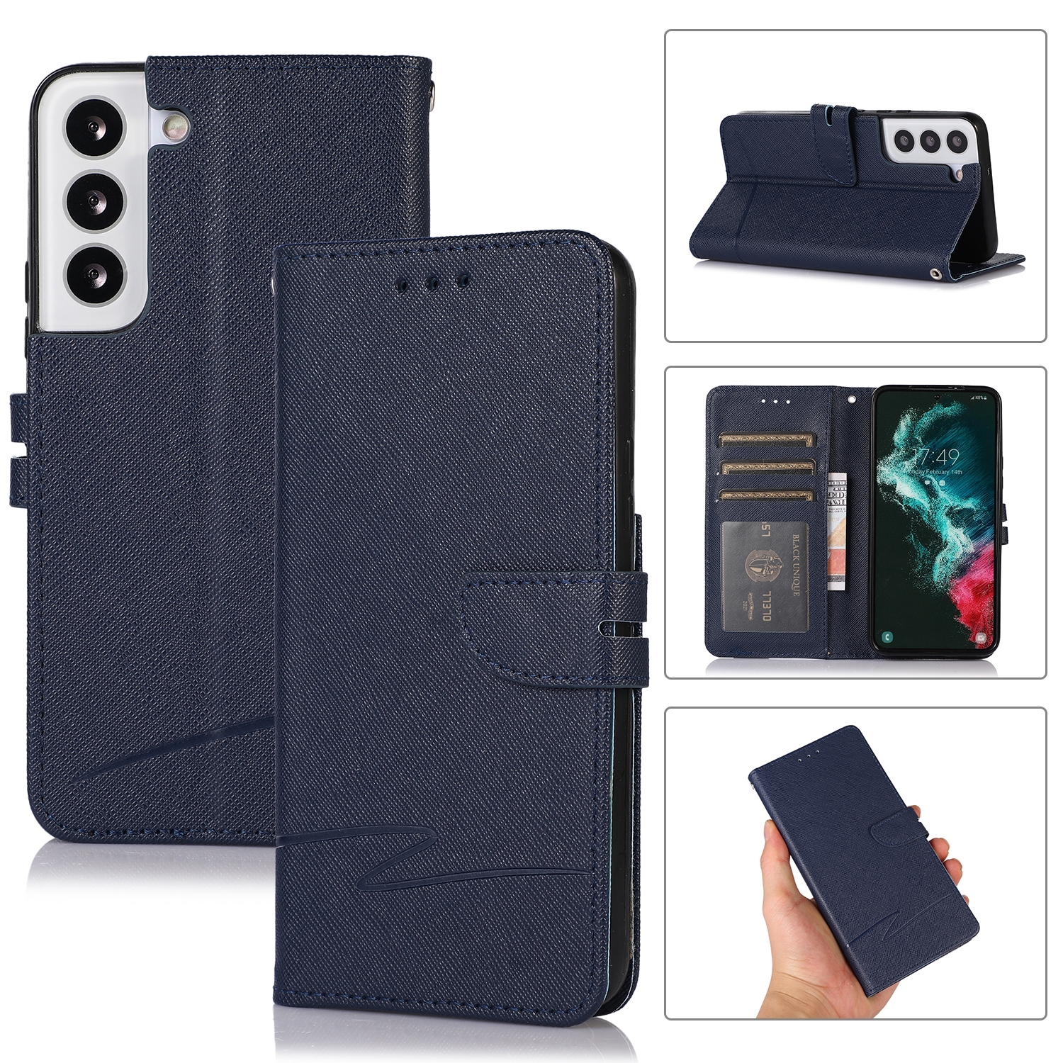 For Samsung Galaxy S22 5G Cross Texture Horizontal Flip Leather Phone Case(Dark Blue) For Samsung Galaxy S22 5G Cross Texture Horizontal Flip Leather Phone Case(Dark Blue)