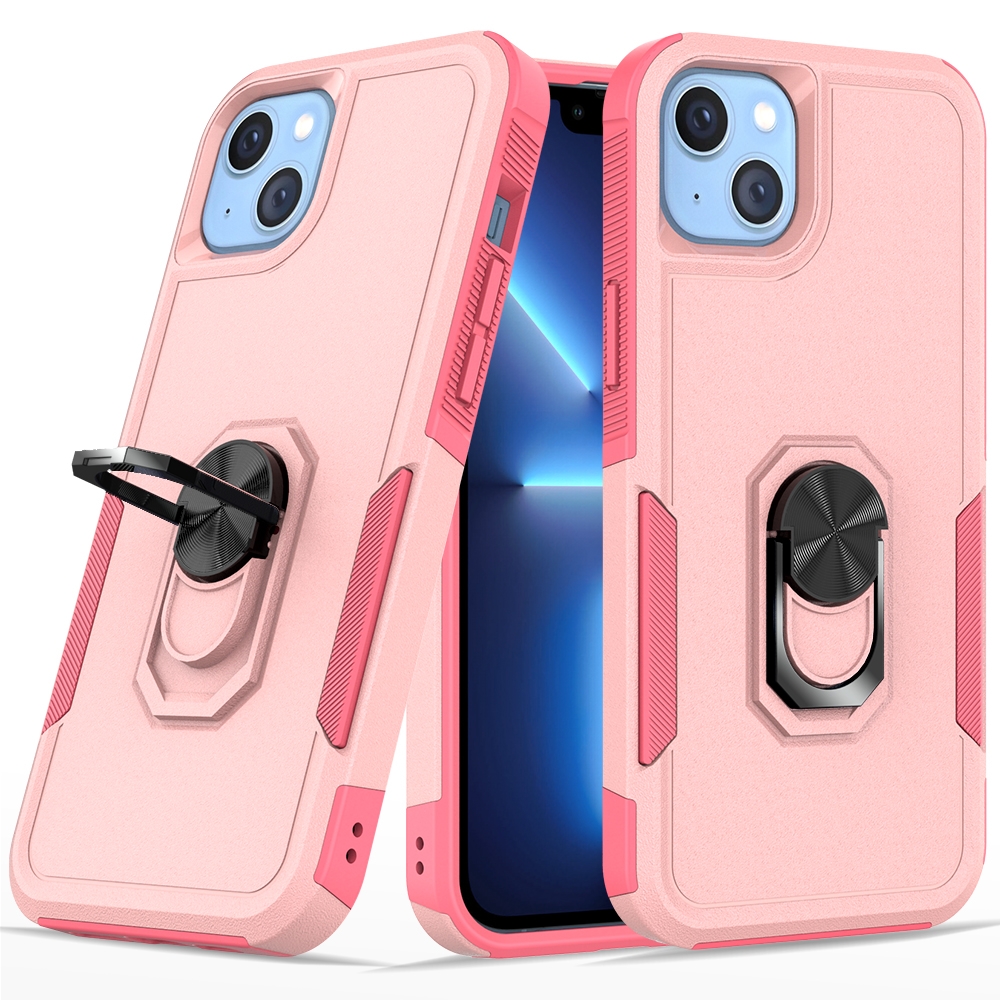 For iPhone 14 PC + TPU Phone Case with Ring Holder (Pink) For iPhone 14 PC + TPU Phone Case with Ring Holder (Pink)
