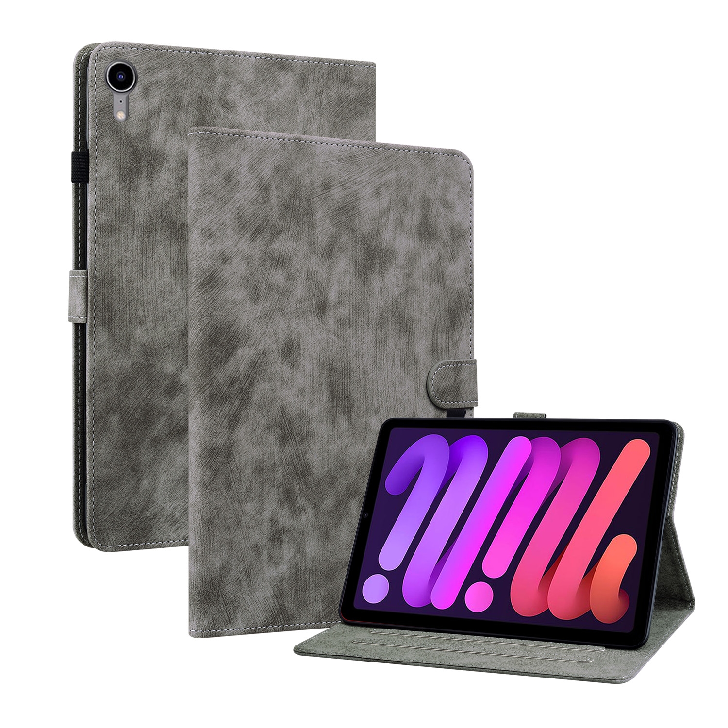 For iPad mini 6 Tiger Pattern PU Tablet Case With Sleep / Wake-up Function For iPad mini 2021(Grey) For iPad mini 6 Tiger Pattern PU Tablet Case With Sleep / Wake-up Function For iPad mini 2021(Grey)