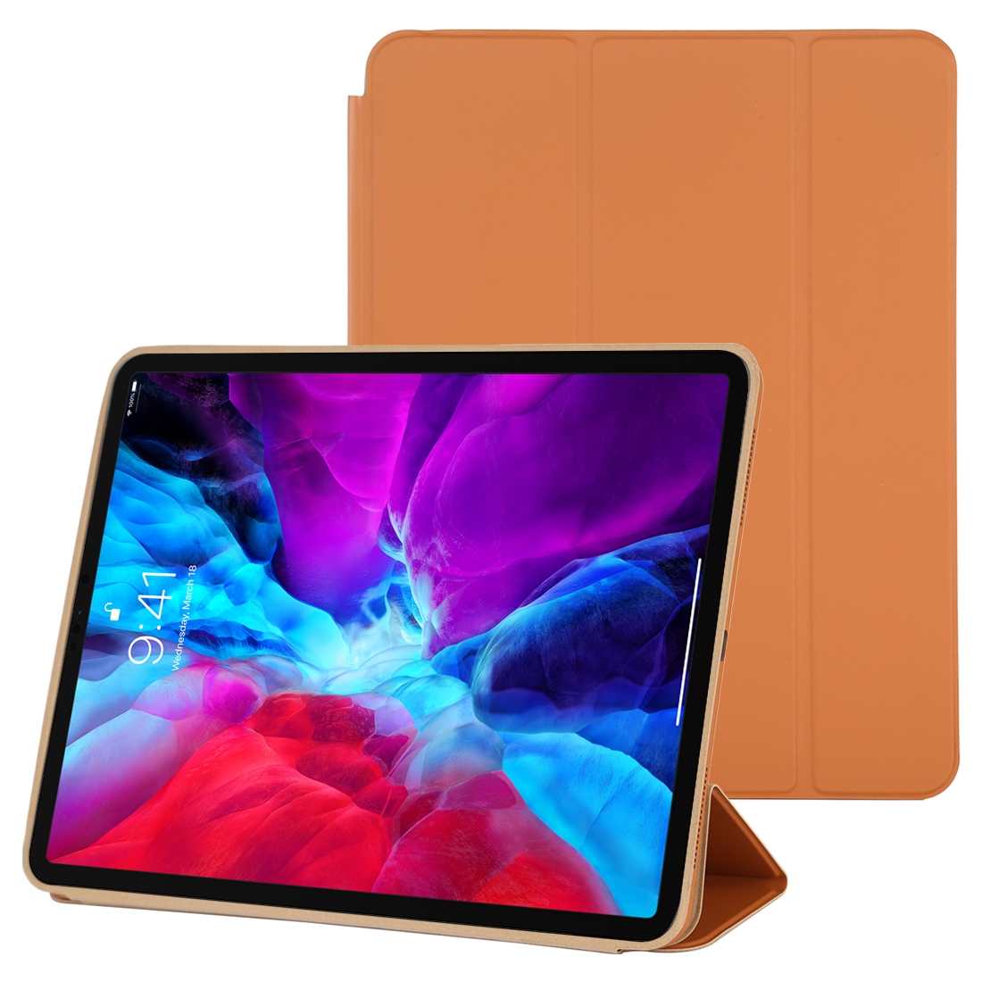 For iPad Pro 12.9 inch (2020/2021) 3-fold Horizontal Flip Smart Leather Tablet Case with Sleep / Wake-up Function & Holder(Orange) For iPad Pro 12.9 inch (2020/2021) 3-fold Horizontal Flip Smart Leather Tablet Case with Sleep / Wake-up Function & Holder(Orange)