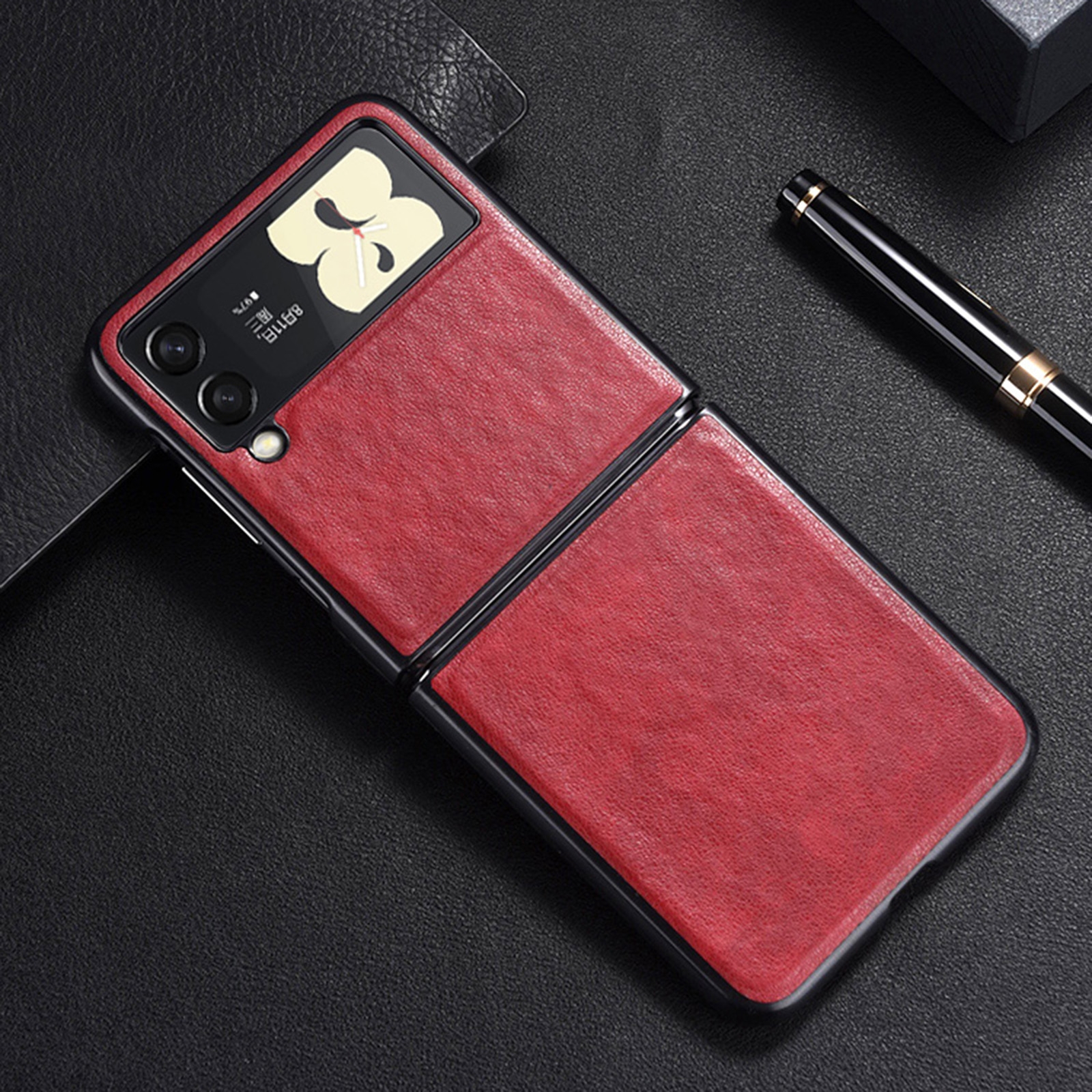 For Samsung Galaxy Z Flip4 5G Leather Shockproof Protective Phone Case(Red) For Samsung Galaxy Z Flip4 5G Leather Shockproof Protective Phone Case(Red)