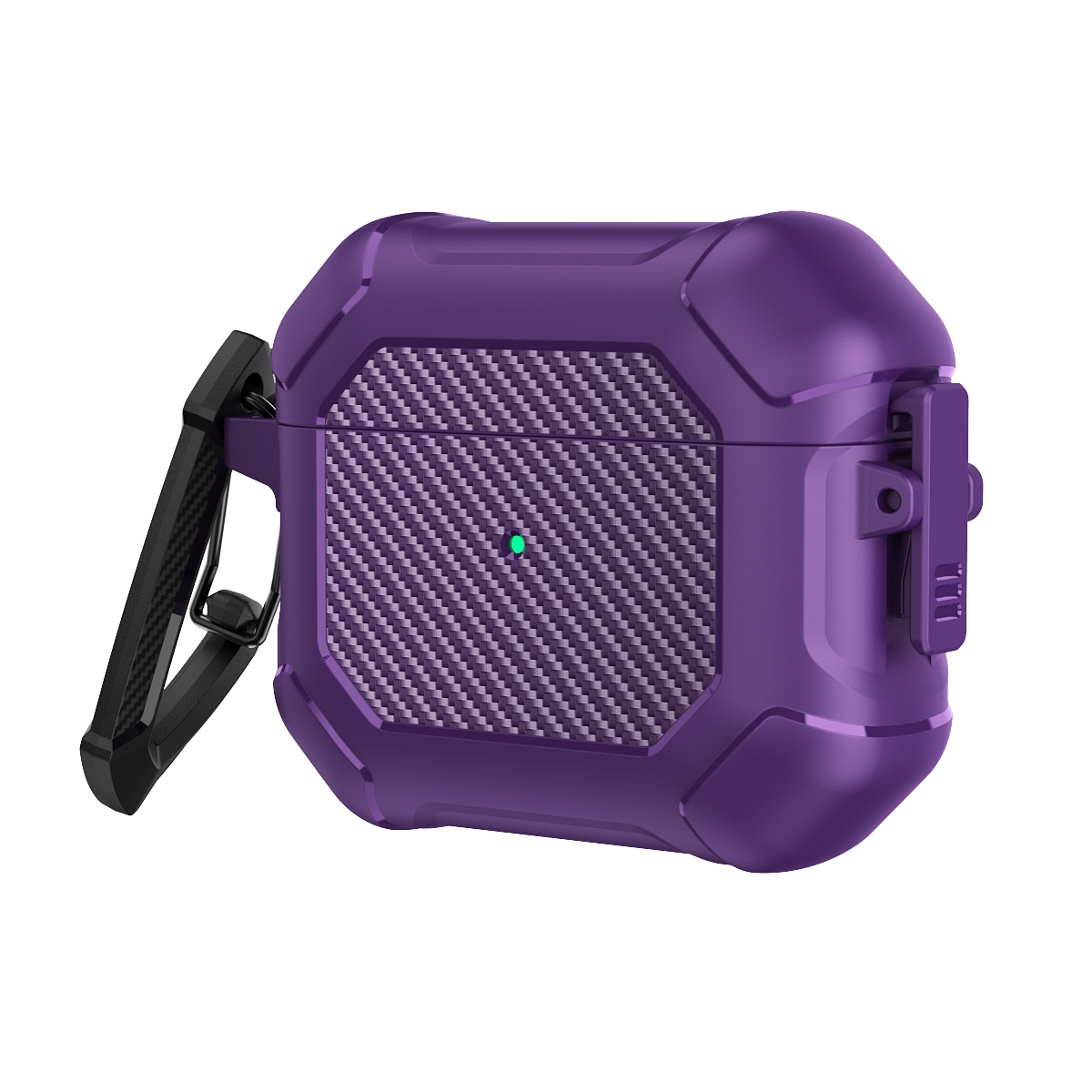 Carbon Brazing Dimension TPU+PC Headphone Protective Cover with Switch Lock & Carabiner For AirPods 3(Purple) Carbon Brazing Dimension TPU+PC Headphone Protective Cover with Switch Lock & Carabiner For AirPods 3(Purple)