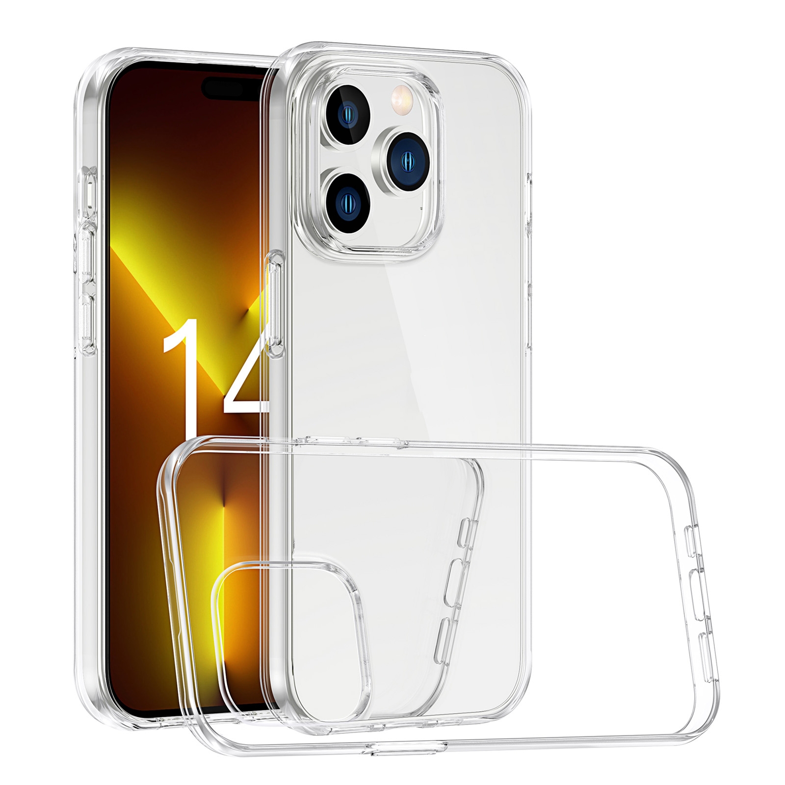 For iPhone 14 Pro Stereo Sound Design 1.2mm Transparent TPU Phone Case For iPhone 14 Pro Stereo Sound Design 1.2mm Transparent TPU Phone Case