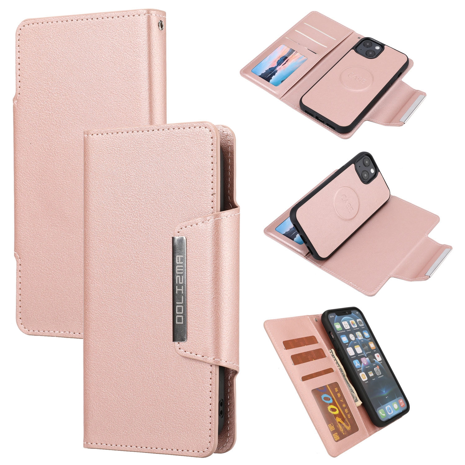 For iPhone 14 Plus Separable Magnetic Leather Case (Pink) For iPhone 14 Plus Separable Magnetic Leather Case (Pink)