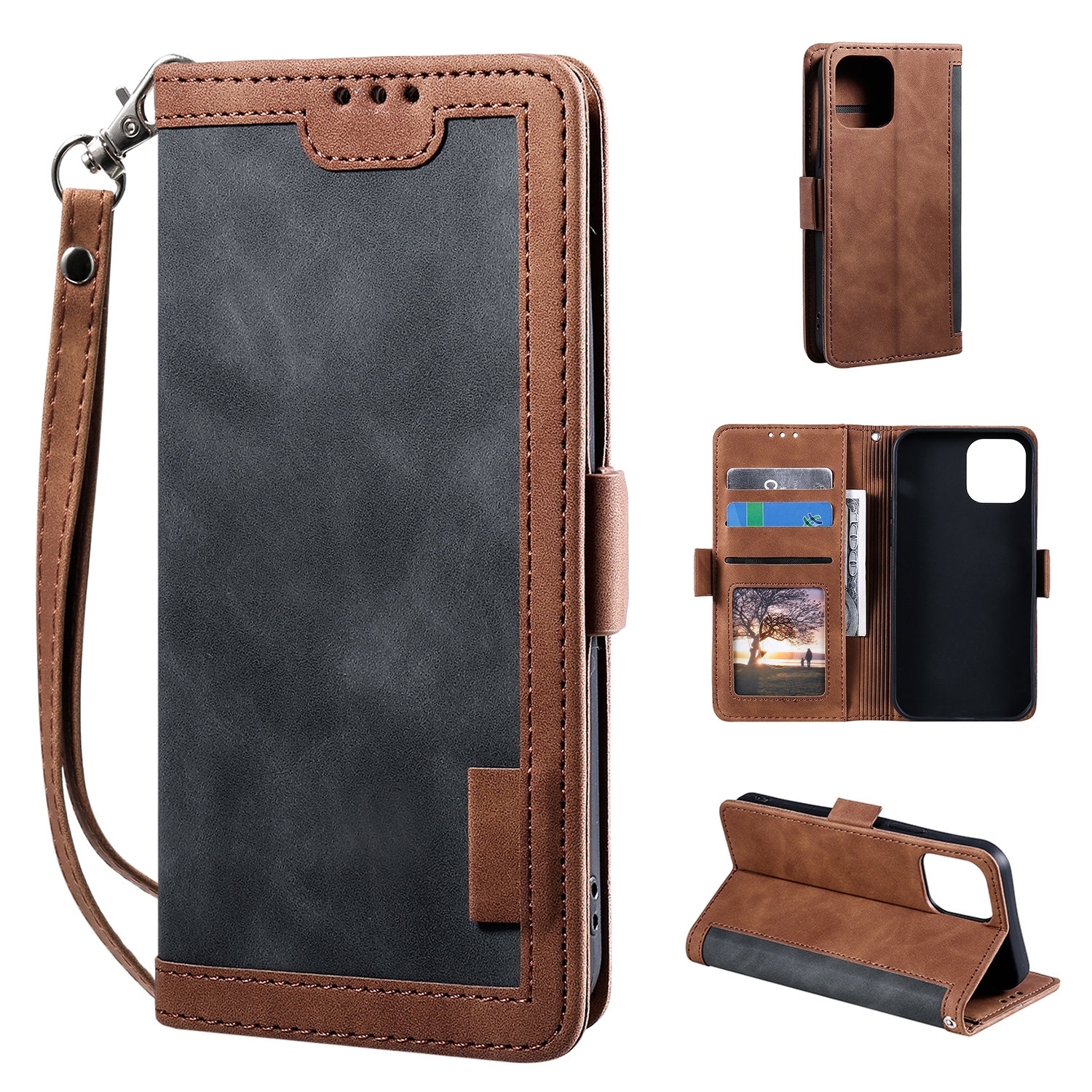 For iPhone 14 Plus Retro Splicing Leather Phone Case (Grey) For iPhone 14 Plus Retro Splicing Leather Phone Case (Grey)