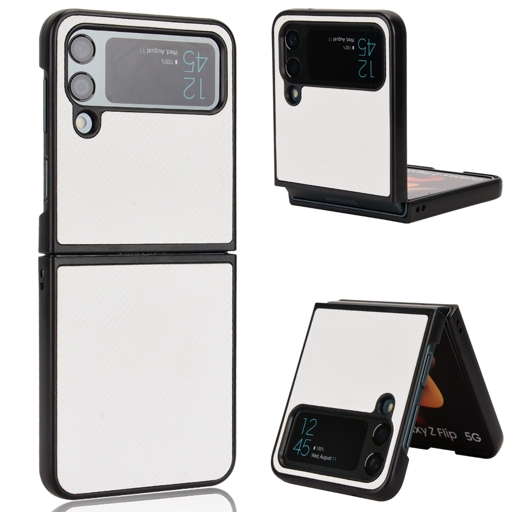 For Samsung Galaxy Z Flip4 Pasted Leather Protective Phone Case(White) For Samsung Galaxy Z Flip4 Pasted Leather Protective Phone Case(White)