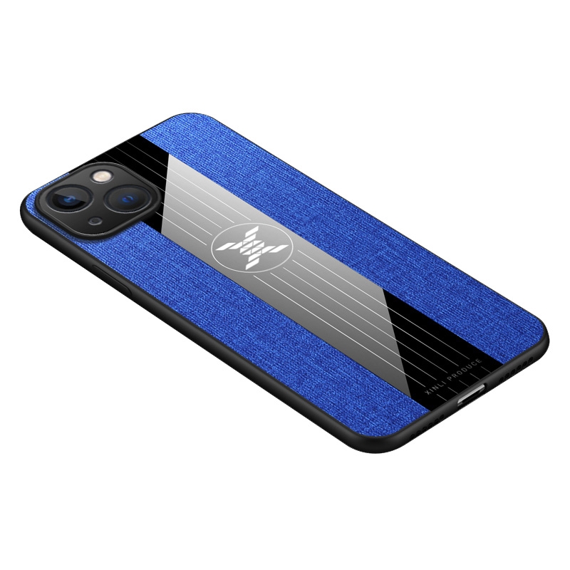 For iPhone 14 Plus XINLI Stitching Cloth Textue TPU Phone Case (Blue) For iPhone 14 Plus XINLI Stitching Cloth Textue TPU Phone Case (Blue)