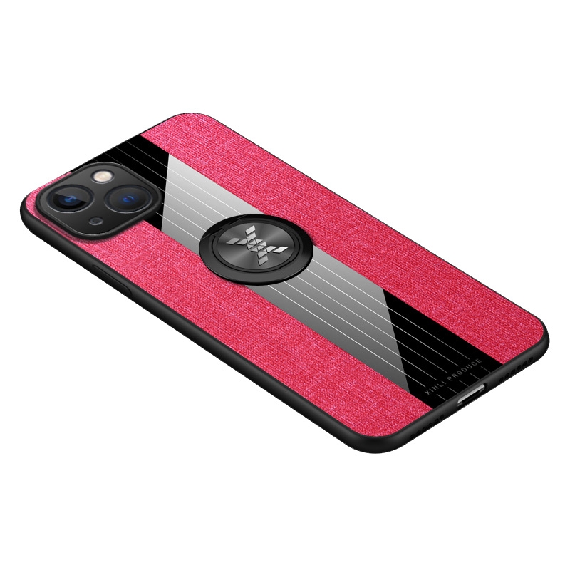 For iPhone 14 Plus XINLI Stitching Cloth Textue Ring Holder TPU Case (Red) For iPhone 14 Plus XINLI Stitching Cloth Textue Ring Holder TPU Case (Red)