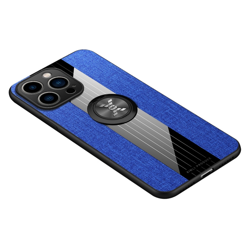 For iPhone 14 Pro Max XINLI Stitching Cloth Textue Ring Holder TPU Case (Blue) For iPhone 14 Pro Max XINLI Stitching Cloth Textue Ring Holder TPU Case (Blue)