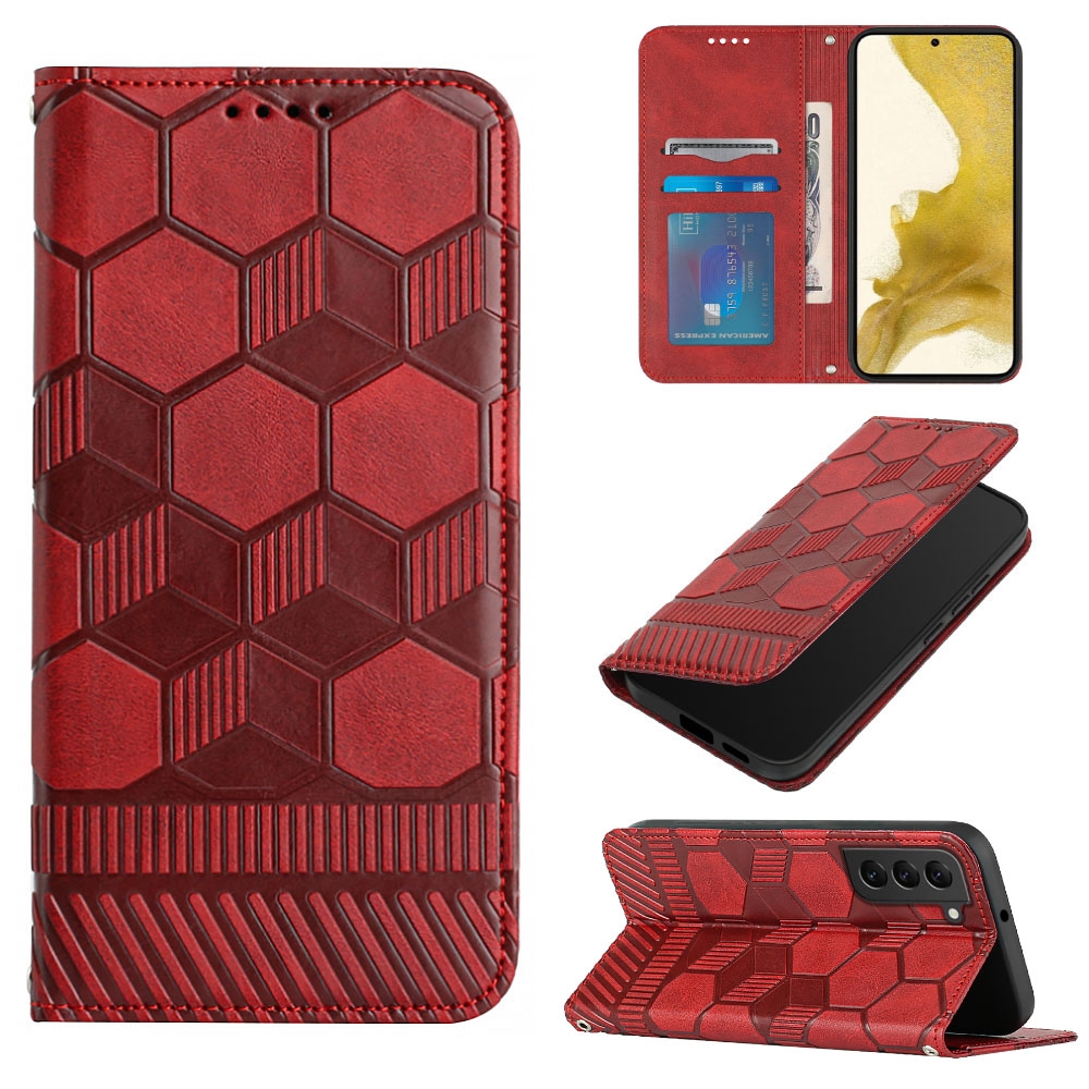 For Samsung Galaxy S22 5G Football Texture Magnetic Leather Flip Phone Case(Red) For Samsung Galaxy S22 5G Football Texture Magnetic Leather Flip Phone Case(Red)