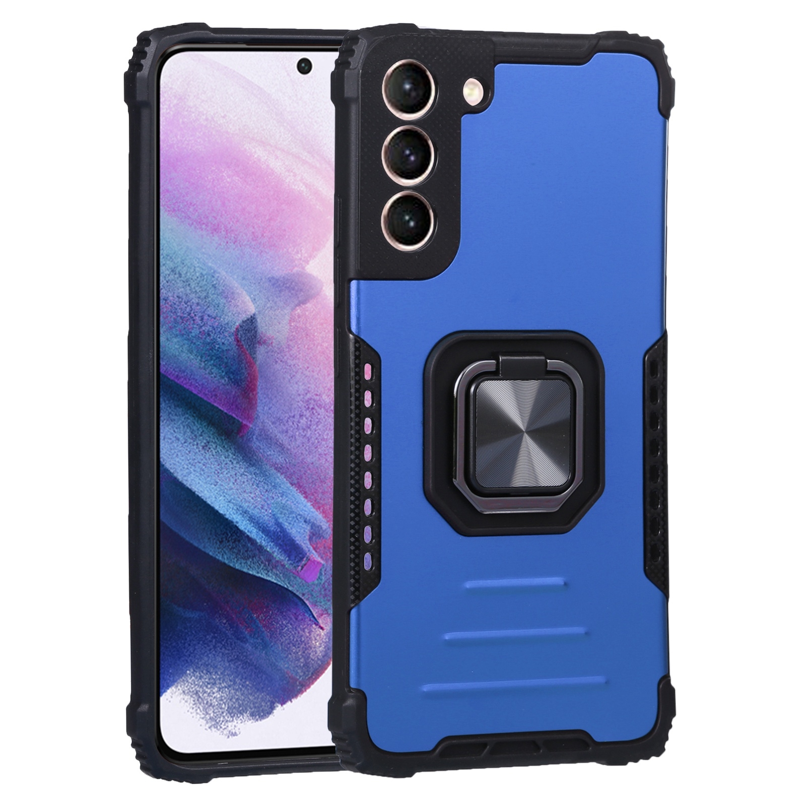 For Samsung Galaxy S22+ 5G Aluminum and TPU Phone Case with Ring Holder(Blue) For Samsung Galaxy S22+ 5G Aluminum and TPU Phone Case with Ring Holder(Blue)