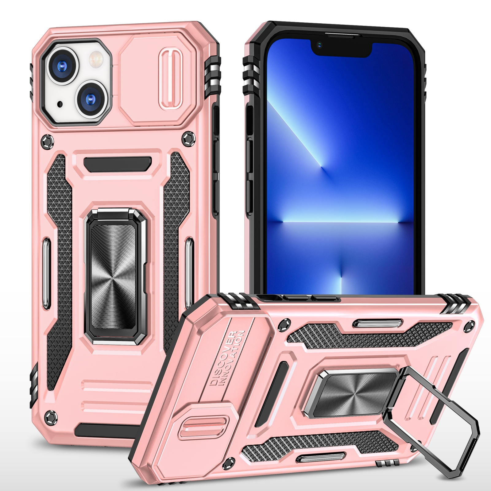 For iPhone 14 Plus Armor PC + TPU Camera Shield Phone Case (Rose Gold) For iPhone 14 Plus Armor PC + TPU Camera Shield Phone Case (Rose Gold)