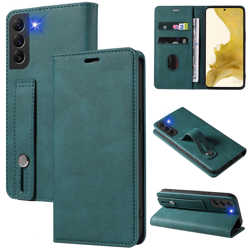 For Samsung Galaxy S22 5G Wristband Magnetic Leather Phone Case(Light Blue) For Samsung Galaxy S22 5G Wristband Magnetic Leather Phone Case(Light Blue)