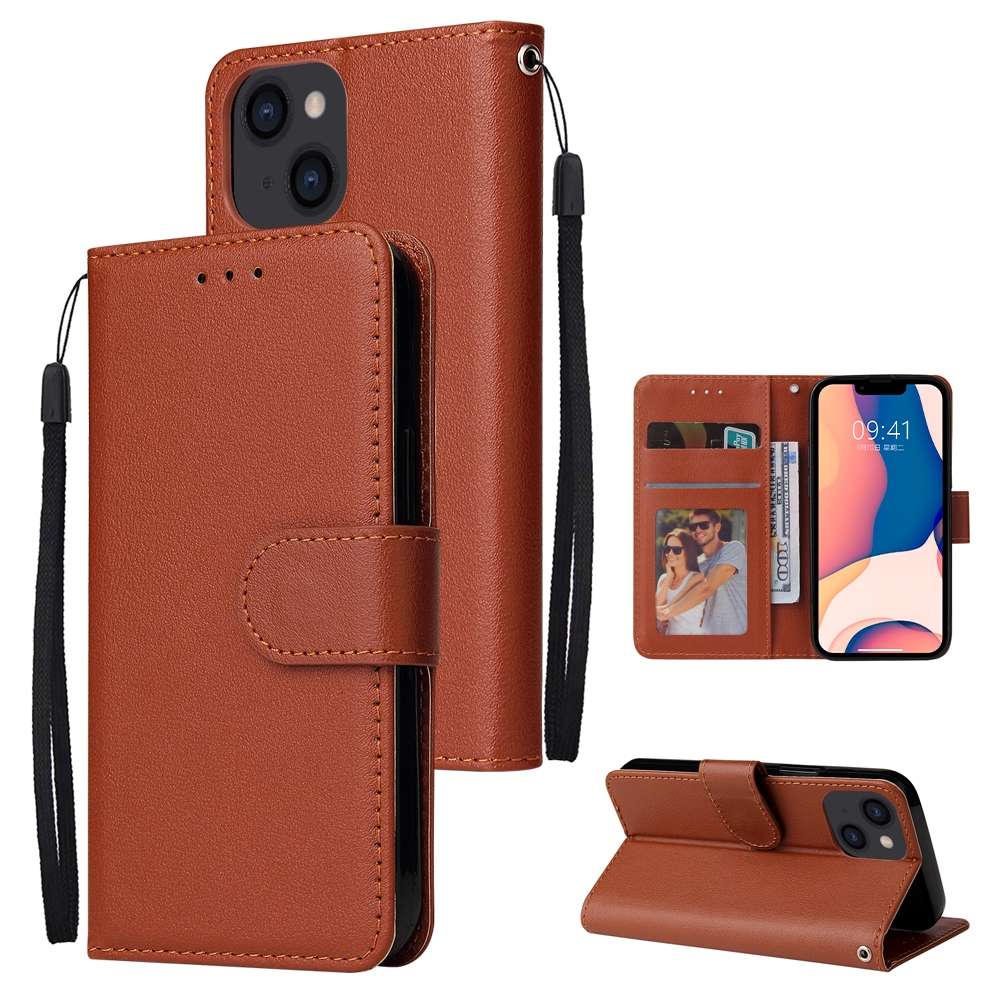 For iPhone 14 Multifunctional Horizontal Flip Leather Case with Three Card Slot (Brown) For iPhone 14 Multifunctional Horizontal Flip Leather Case with Three Card Slot (Brown)