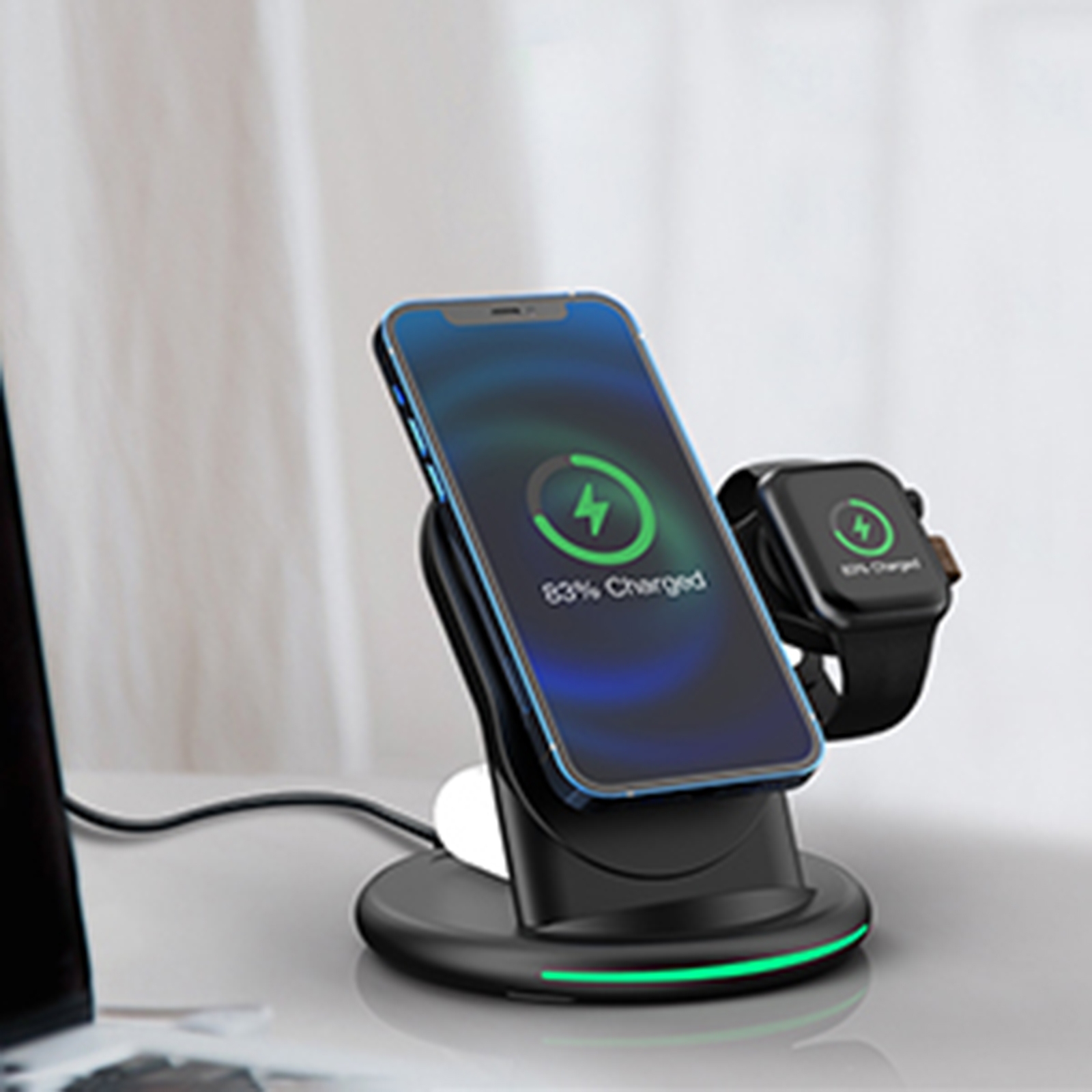 W02 3 in 1 Magnetic Wireless Charger(Black)