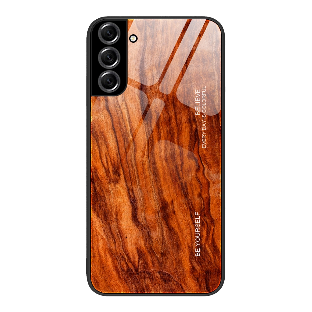 For Samsung Galaxy S22+ 5G Wood Grain Glass Protective Phone Case(Light Brown) For Samsung Galaxy S22+ 5G Wood Grain Glass Protective Phone Case(Light Brown)