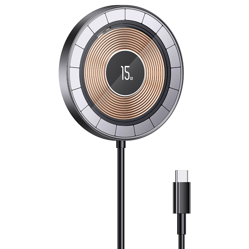 USAMS US-CD183 15W Aluminum Alloy Transparent Magnetic Wireless Charger(Black) USAMS US-CD183 15W Aluminum Alloy Transparent Magnetic Wireless Charger(Black)