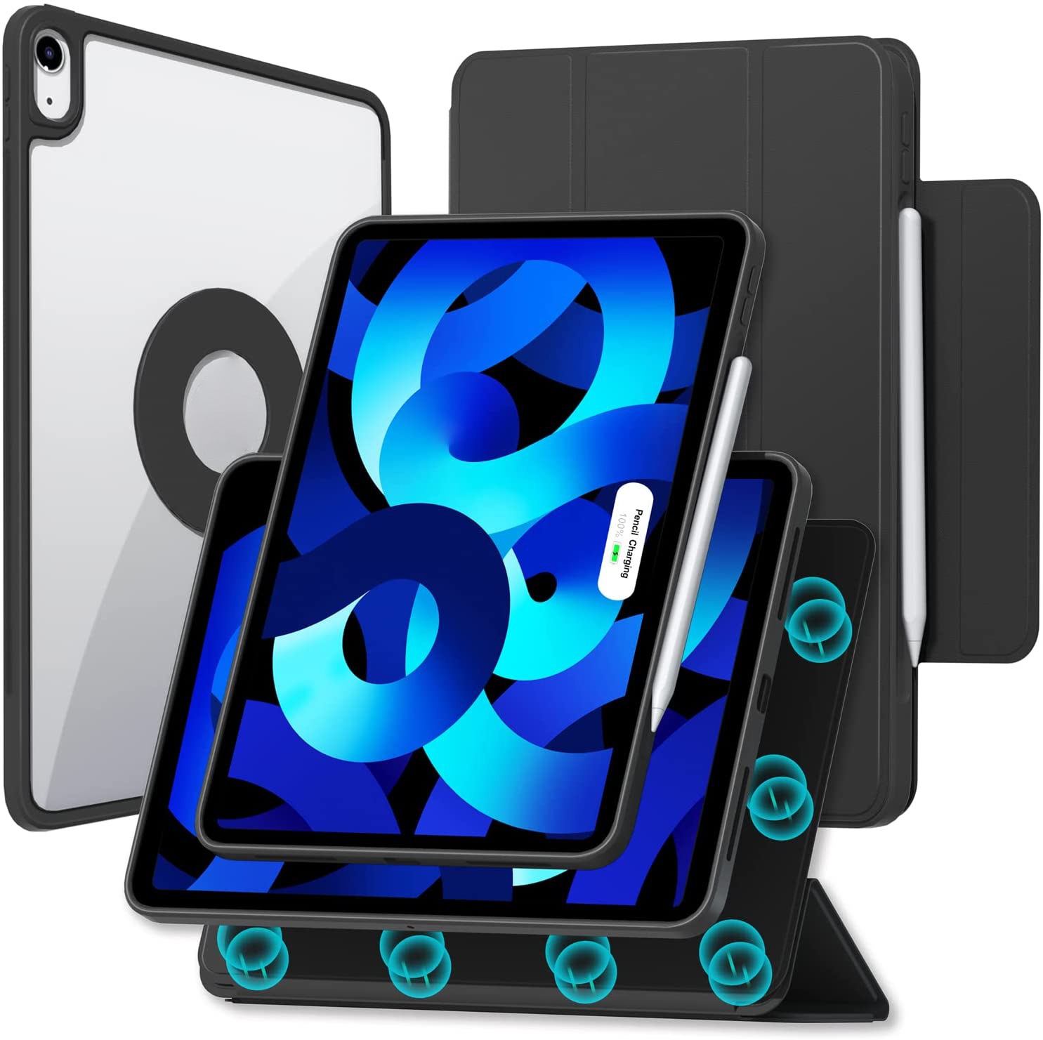 Trifold Magnetic Rotating Smart Case For iPad Air 2022 / 2020 10.9(Black) Trifold Magnetic Rotating Smart Case For iPad Air 2022 / 2020 10.9(Black)