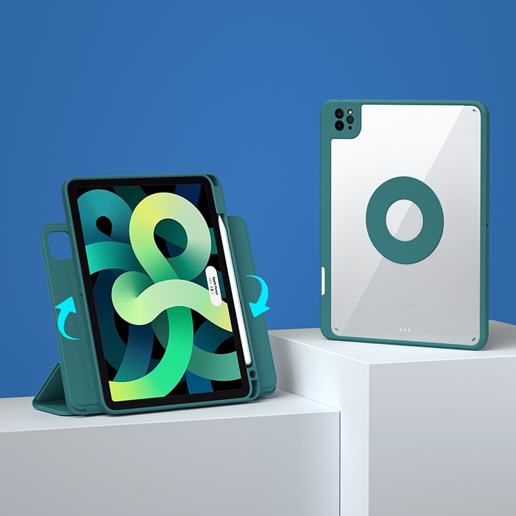 For iPad mini 6 Magnetic Rotating Clear Back Smart Tablet Case(Night Green) For iPad mini 6 Magnetic Rotating Clear Back Smart Tablet Case(Night Green)