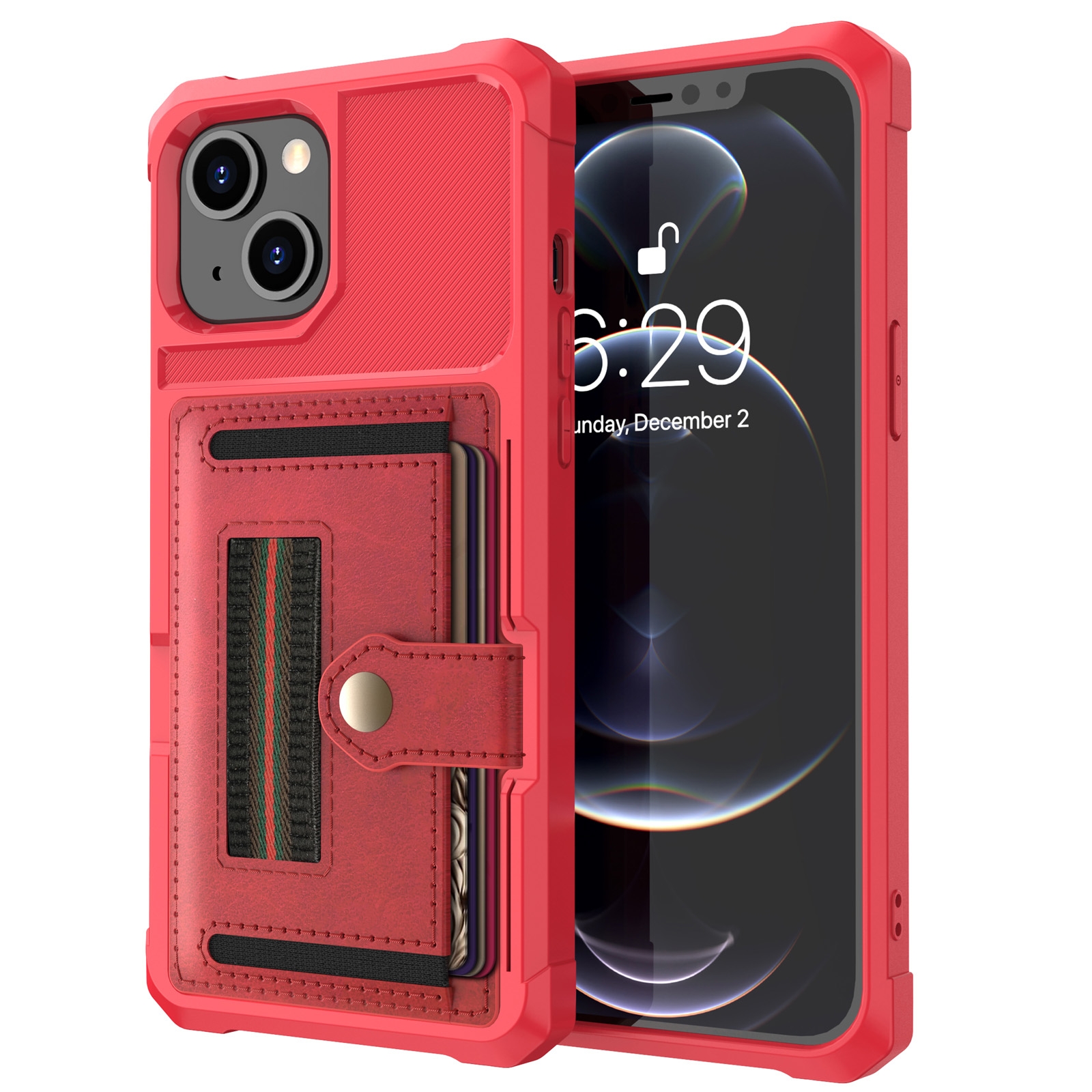 For iPhone 13 mini ZM06 Card Bag TPU + Leather Phone Case (Red) For iPhone 13 mini ZM06 Card Bag TPU + Leather Phone Case (Red)