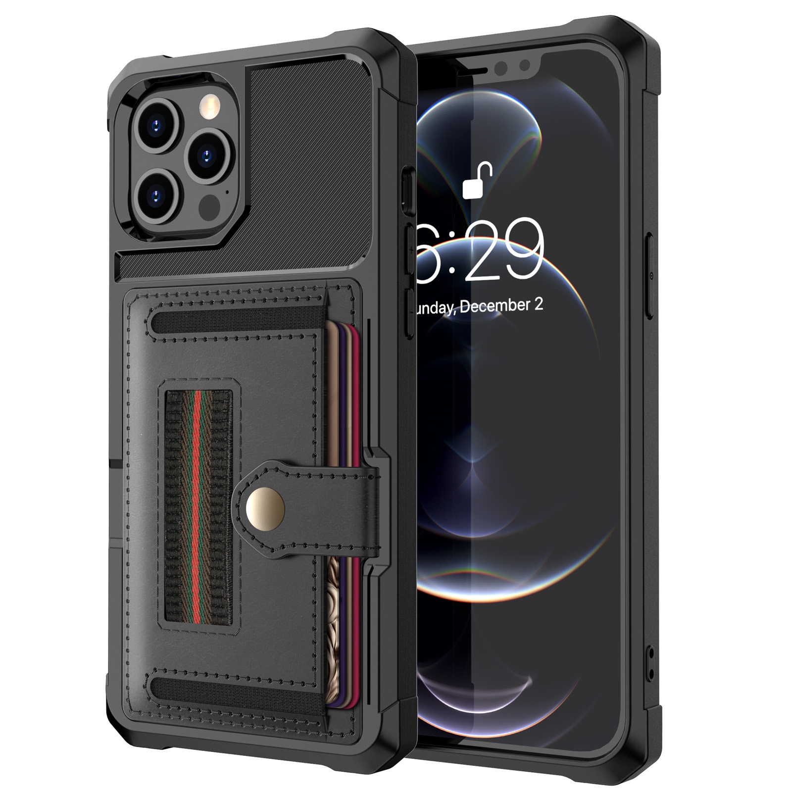 For iPhone 13 Pro Max ZM06 Card Bag TPU + Leather Phone Case (Black) For iPhone 13 Pro Max ZM06 Card Bag TPU + Leather Phone Case (Black)