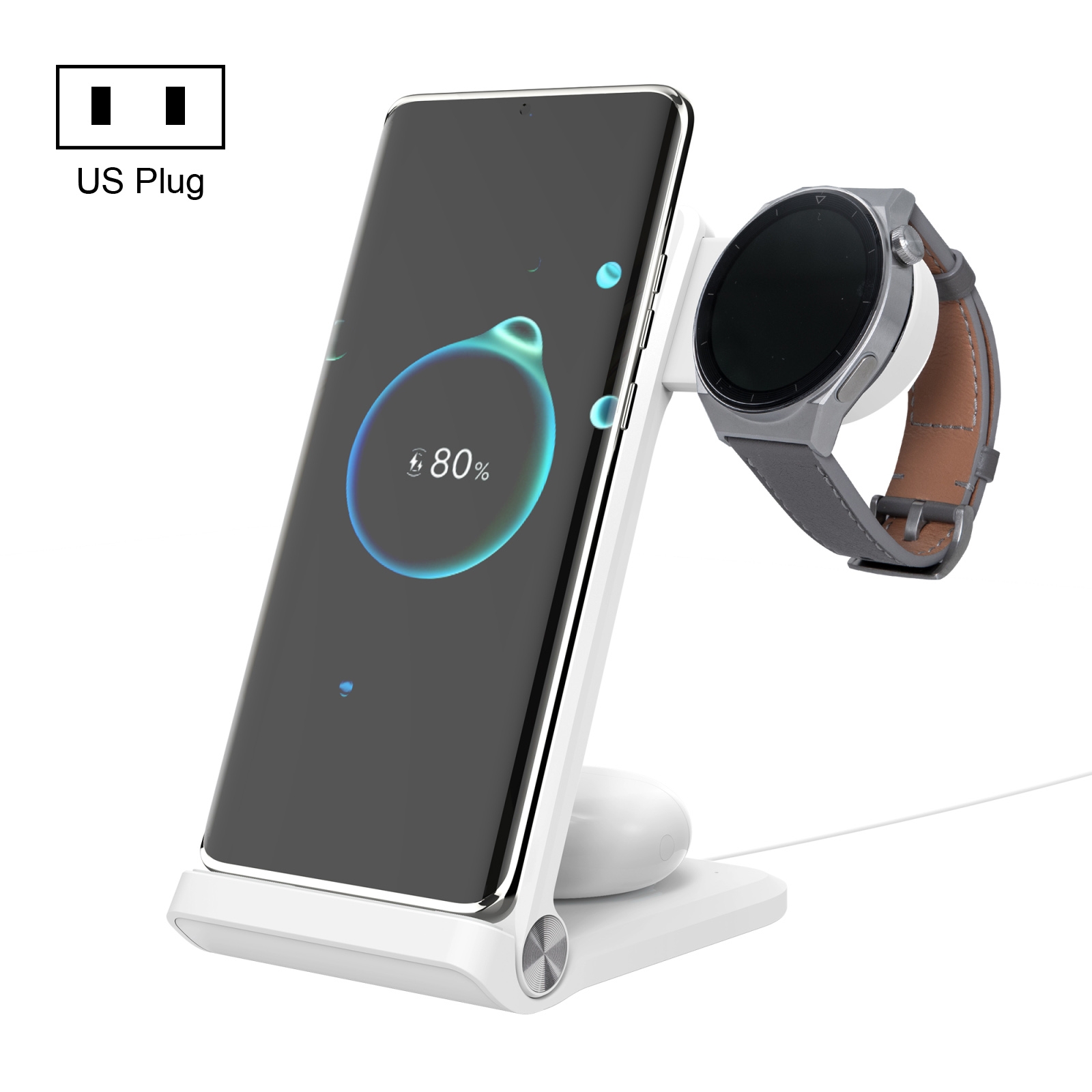 NILLKIN NKT12 3-in-1 Wireless Charger with Samsung Watch Charger, Plug Type:US Plug(White) NILLKIN NKT12 3-in-1 Wireless Charger with Samsung Watch Charger, Plug Type:US Plug(White)