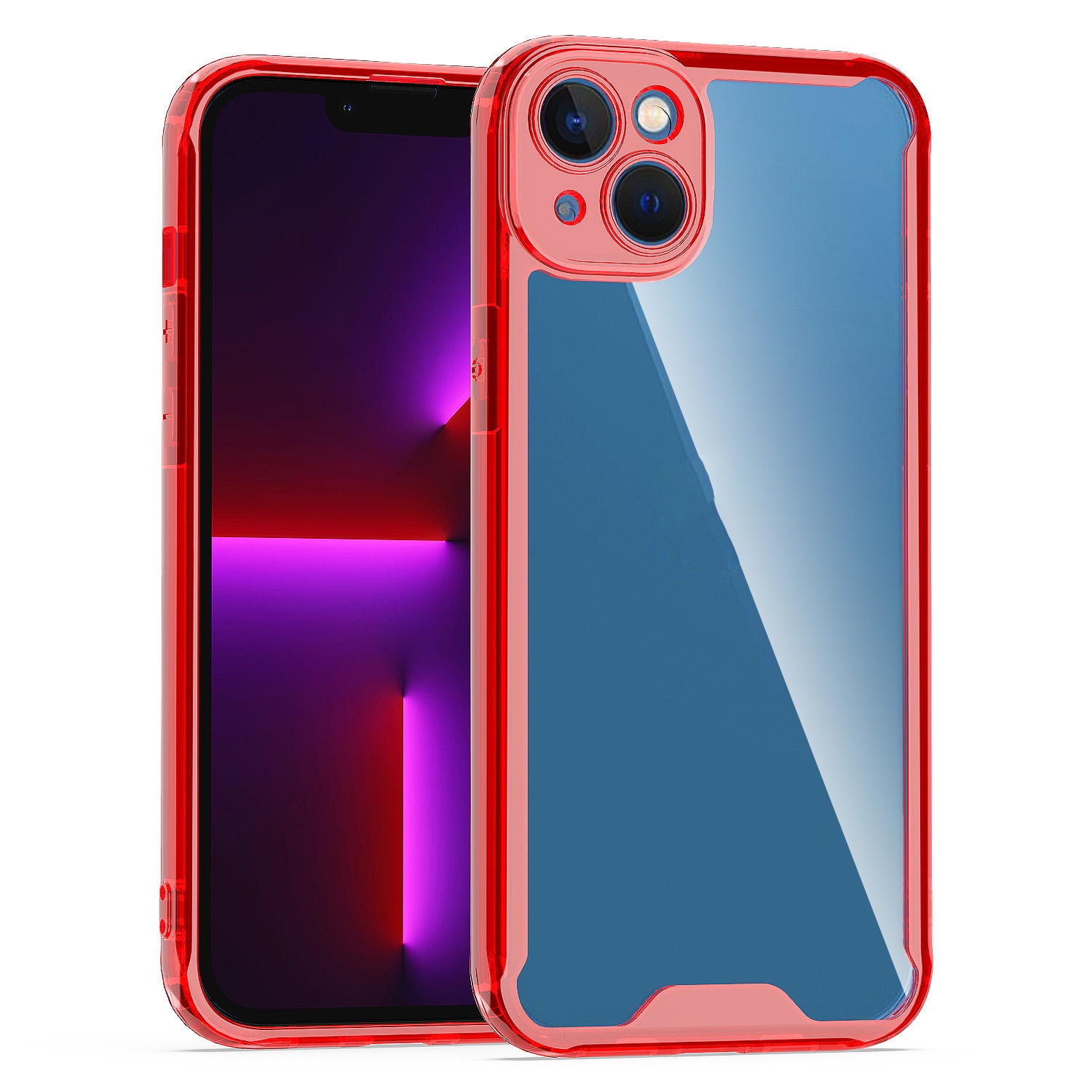 For iPhone 14 Plus Acrylic + TPU Clear Protective Phone Case (Red) For iPhone 14 Plus Acrylic + TPU Clear Protective Phone Case (Red)