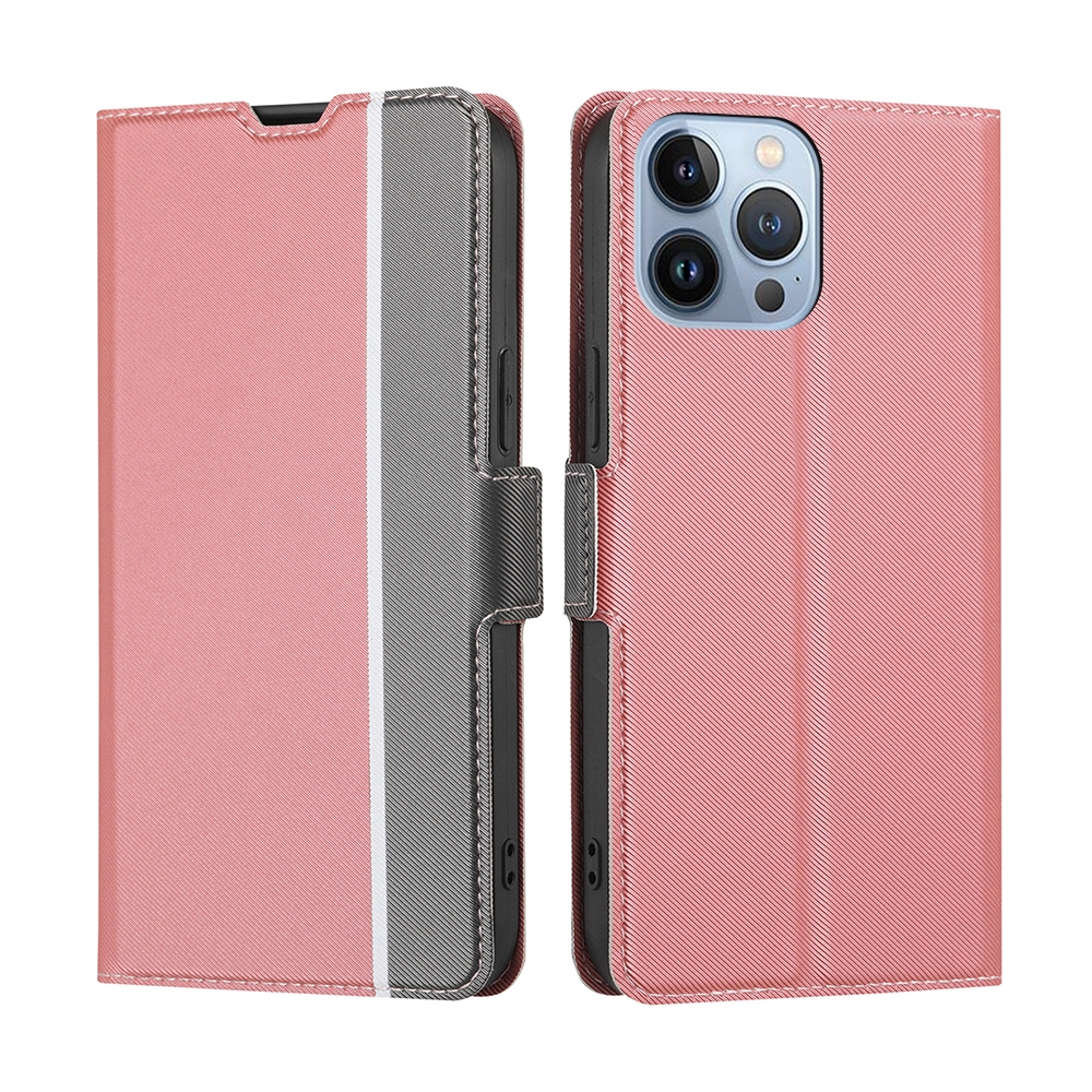 For iPhone 14 Pro Twill Texture Side Button Leather Phone Case(Pink) For iPhone 14 Pro Twill Texture Side Button Leather Phone Case(Pink)