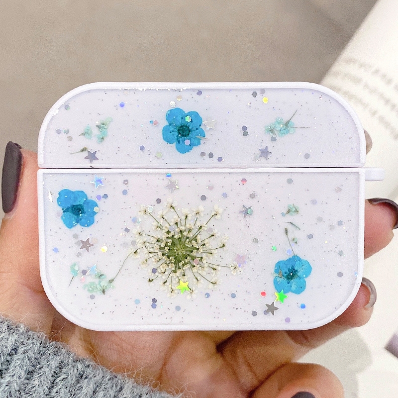 For AirPods Pro Gypsophila Flowers Pattern Wireless Earphone Protective Case(Blue) For AirPods Pro Gypsophila Flowers Pattern Wireless Earphone Protective Case(Blue)