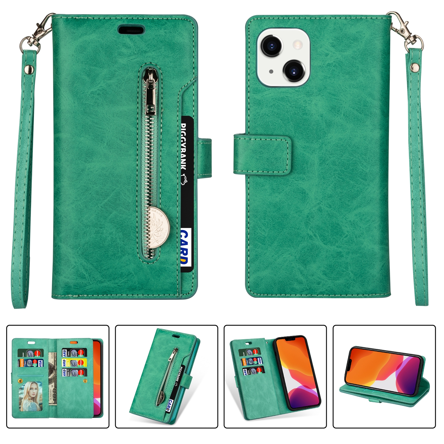 For iPhone 14 Multifunctional Zipper Horizontal Flip Leather Case (Mint Green) For iPhone 14 Multifunctional Zipper Horizontal Flip Leather Case (Mint Green)