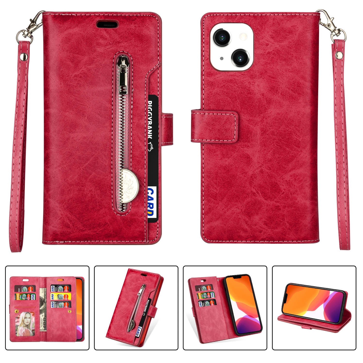 For iPhone 14 Multifunctional Zipper Horizontal Flip Leather Case Max(Red) For iPhone 14 Multifunctional Zipper Horizontal Flip Leather Case Max(Red)