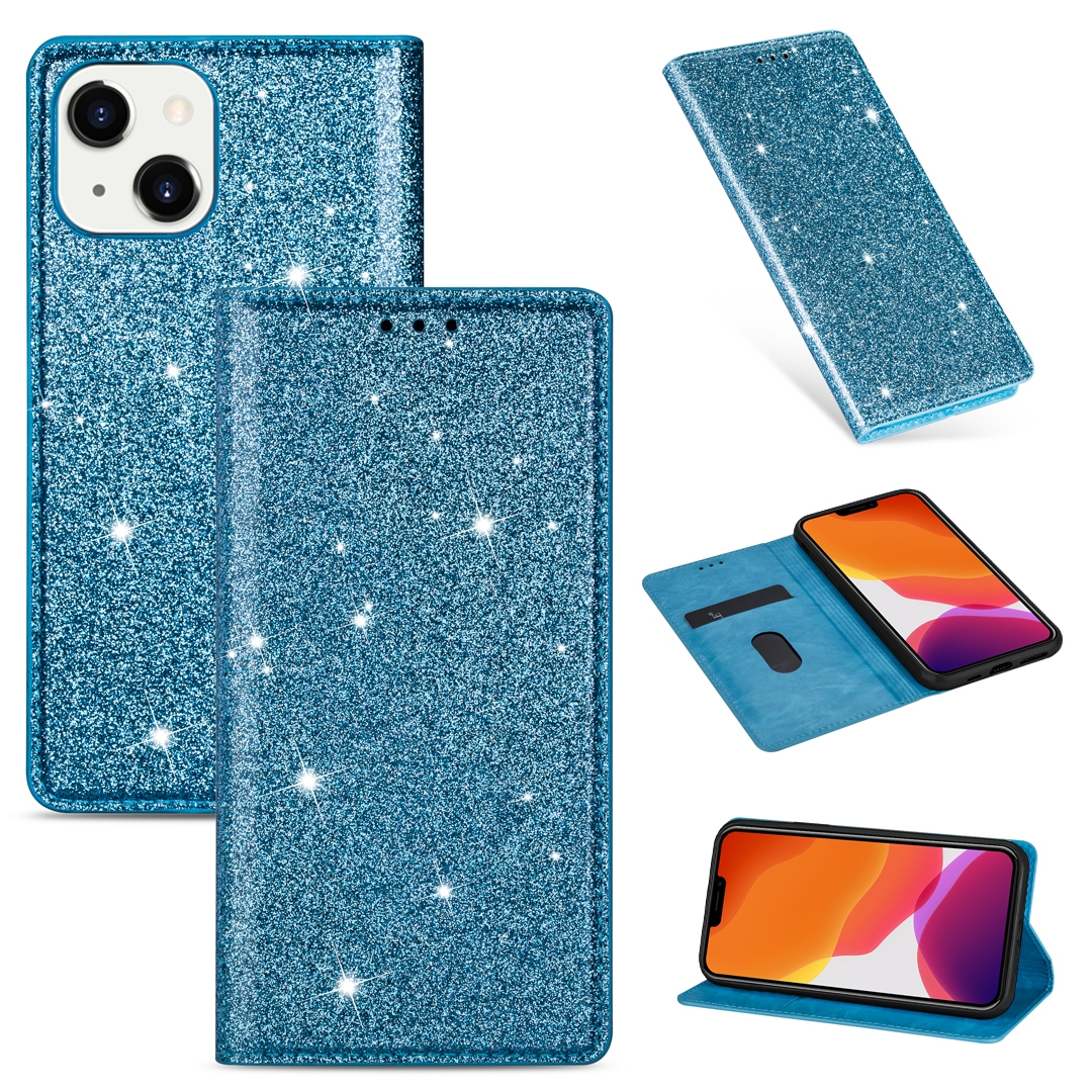 For iPhone 14 Ultrathin Glitter Magnetic Leather Case (Sky Blue) For iPhone 14 Ultrathin Glitter Magnetic Leather Case (Sky Blue)