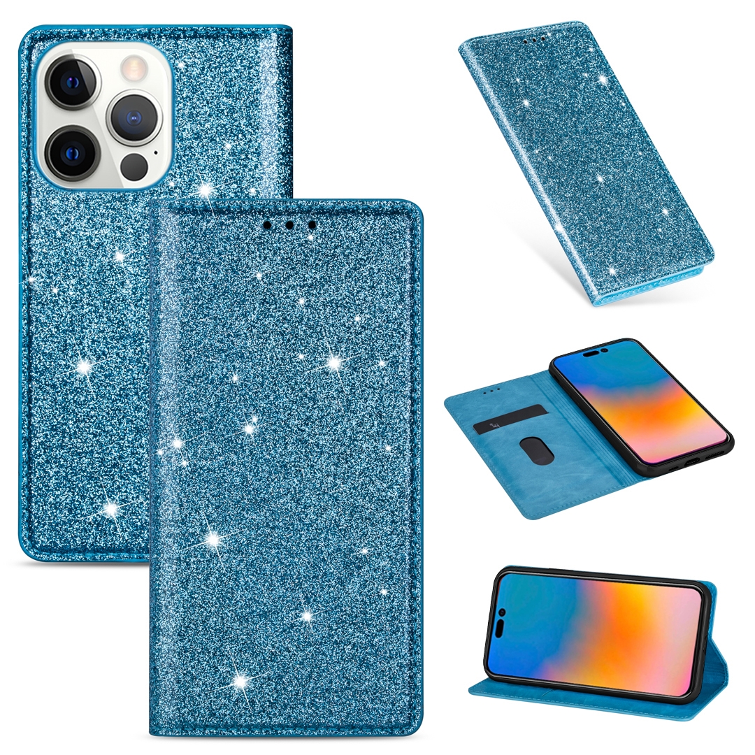 For iPhone 14 Pro Ultrathin Glitter Magnetic Leather Case(Sky Blue) For iPhone 14 Pro Ultrathin Glitter Magnetic Leather Case(Sky Blue)