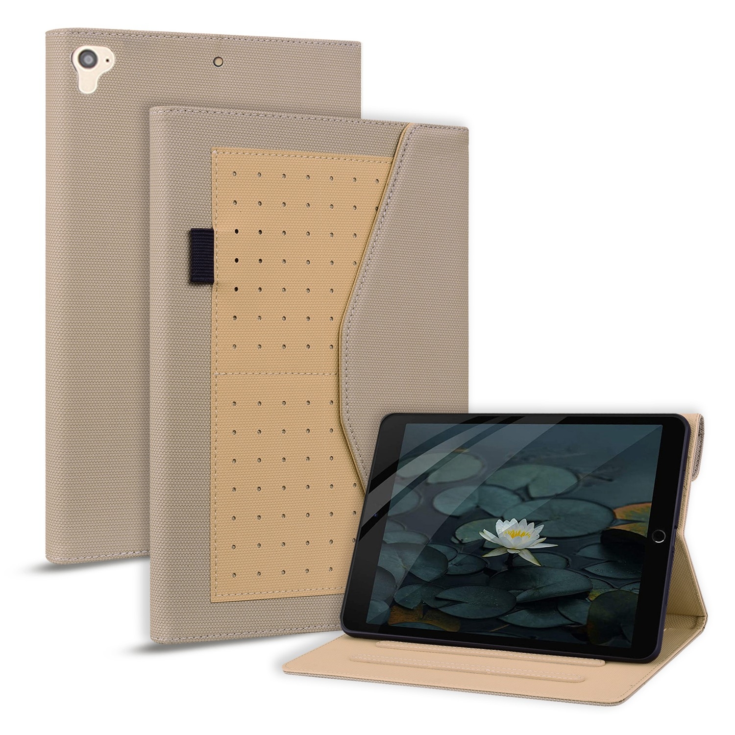 Business Storage Smart Leather Tablet Case For iPad 9.7 2018 / 2017(Khaki) Business Storage Smart Leather Tablet Case For iPad 9.7 2018 / 2017(Khaki)