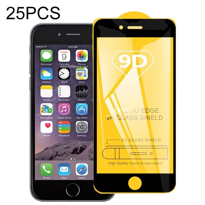 For iPhone 6 & iPhone 6s 25 PCS 9D Full Glue Full Screen Tempered Glass Film For iPhone 6 & iPhone 6s 25 PCS 9D Full Glue Full Screen Tempered Glass Film