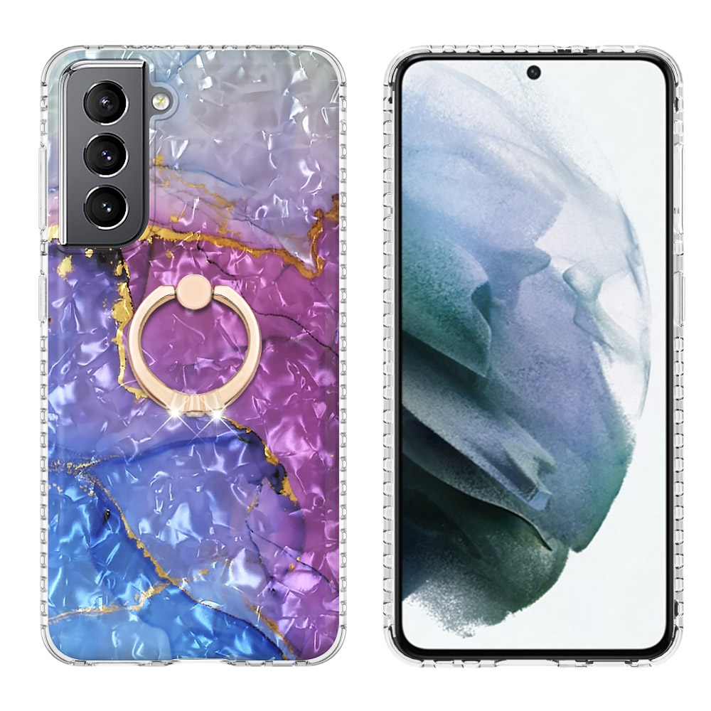 For Samsung Galaxy S21 5G Ring Holder 2.0mm Airbag TPU Phone Case(Blue Purple Marble) For Samsung Galaxy S21 5G Ring Holder 2.0mm Airbag TPU Phone Case(Blue Purple Marble)