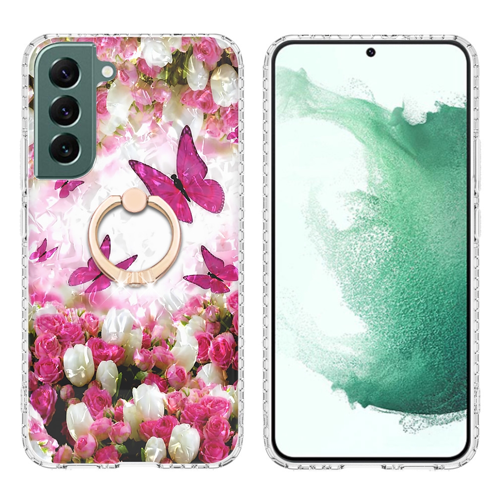 For Samsung Galaxy S22 5G Ring Holder 2.0mm Airbag TPU Phone Case(Dancing Butterflies) For Samsung Galaxy S22 5G Ring Holder 2.0mm Airbag TPU Phone Case(Dancing Butterflies)