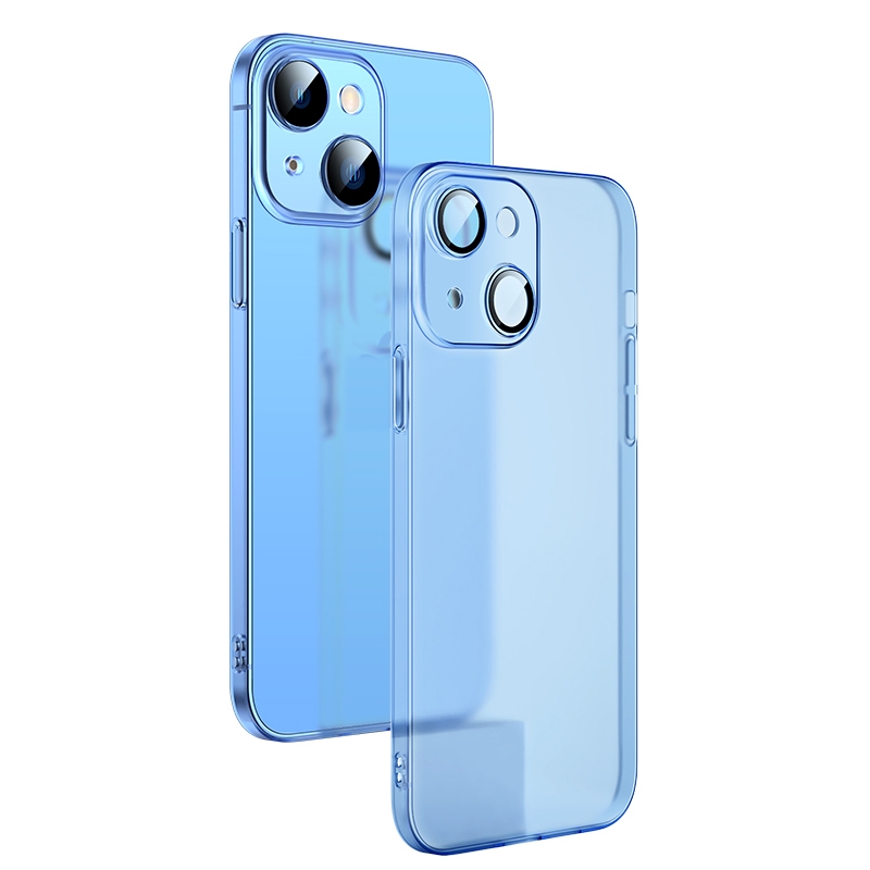 For iPhone 14 Plus Camera Protector Translucent Frosted PC Phone Case (Blue) For iPhone 14 Plus Camera Protector Translucent Frosted PC Phone Case (Blue)